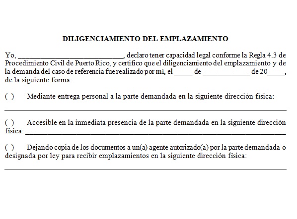 Diligenciamiento Del Emplazamiento Tusdocumentospr Modelos De