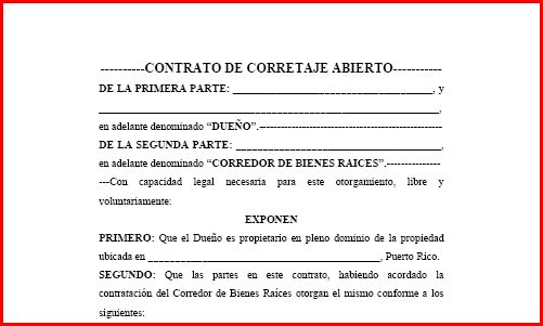 Contrato de Corretaje Abierto  - Modelos de Documentos  Legales, Formularios y Contratos en Puerto Rico