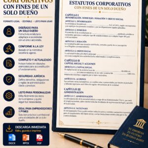 Plantilla editable de estatutos corporativos para una sociedad de un solo dueño