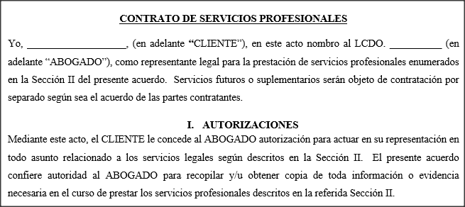 Contrato de Servicios Profesionales - Divorcio Consentimiento Mutuo -   - Modelos de Documentos Legales, Formularios y Contratos  en Puerto Rico