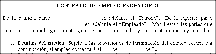 Contrato de Empleo Probatorio Reforma Laboral 2017