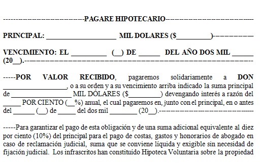 Pagaré Hipotecario Modelos De Documentos Legales Formularios Y 9675