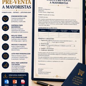 Plantilla editable de carta de preventa a mayoristas con precios y condiciones comerciales