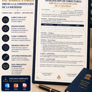 Plantilla editable de designación de directores previo a la constitución de una sociedad