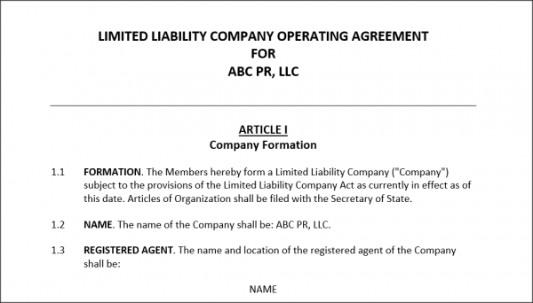 Operating Agreement LLC