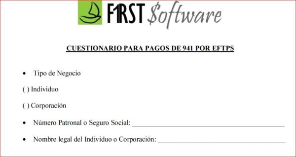 Cuestionario de información para Registro en EFTPS