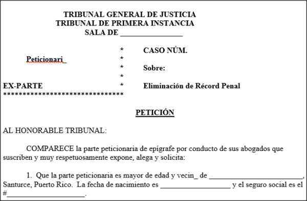 Eliminación Record Penal - Petición