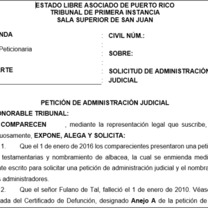 Petición de Administración Judicial