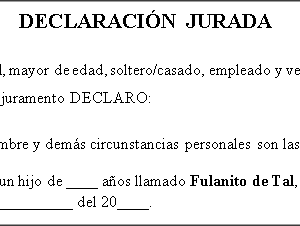 declaracion jurada patria potestad