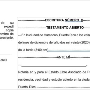 escritura testamento abierto