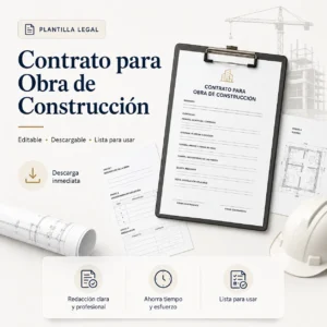 Contrato legal para obra de construcción listo para descarga inmediata.