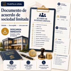 Documento legal de acuerdo de sociedad limitada en Puerto Rico con plantilla editable para establecer los derechos y obligaciones de los socios.