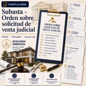 Plantilla descargable de orden sobre solicitud de venta judicial en Puerto Rico con formularios y documentos complementarios.