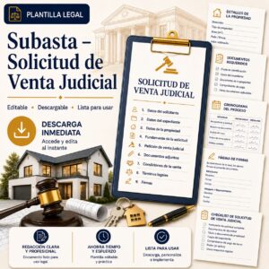 Plantilla descargable de solicitud de venta judicial en Puerto Rico con formularios y documentos legales complementarios.