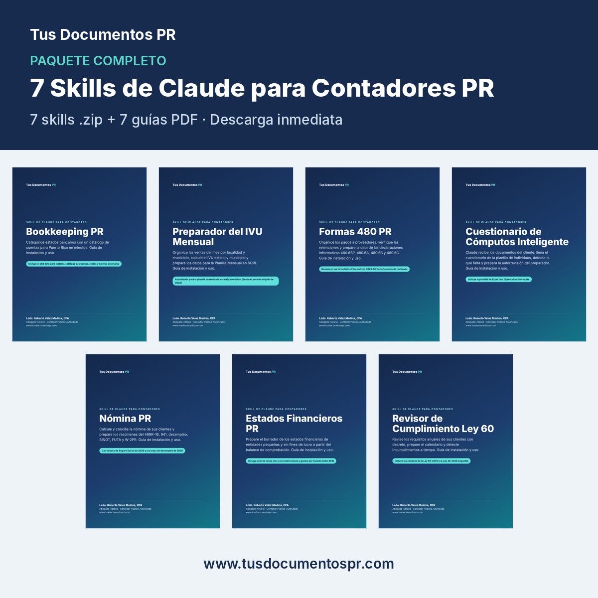 Paquete Completo: 7 Skills de Claude para Contadores PR