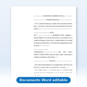 Vista de la primera página: Escritura de Poder Especial