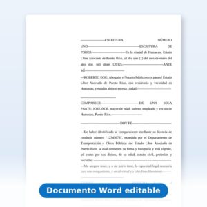 Vista de la primera página: Escritura de Poder General