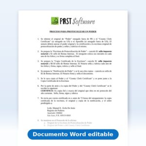 Vista de la primera página: Procedimiento para otorgar una Escritura de Protocolización de Poder