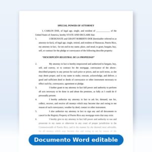 Vista de la primera página: Special Power of Attorney