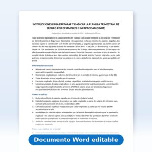 Vista de la primera página: Instrucciones-Planilla Trimestral de Desempleo e Incapacidad
