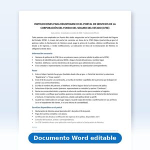 Vista de la primera página: Instrucciones-Registro en el Portal de la CFSE