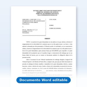 Vista de la primera página: Cobro de Dinero - Ordinario - Orden - Aseguramiento de Efectividad de Sentencia