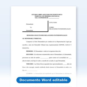 Vista de la primera página: Relaciones Paternofiliales - Demanda