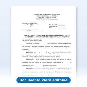 Vista de la primera página: Apelación - Moción en Auxilio de la Jurisdicción