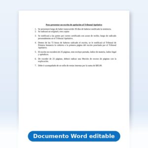 Vista de la primera página: Proceso para presentar un escrito de apelación