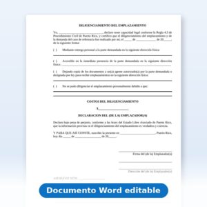 Vista de la primera página: Diligenciamiento del emplazamiento