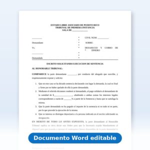 Vista de la primera página: Desahucio - Mocion Solicitando Ejecucion de Sentencia