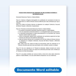Vista de la primera página: Relaciones Paternofiliales - Pasos para radicar la demanda