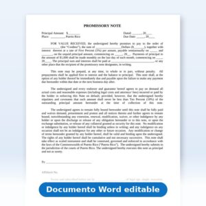 Vista de la primera página: PROMISSORY NOTEPrincipal Amount