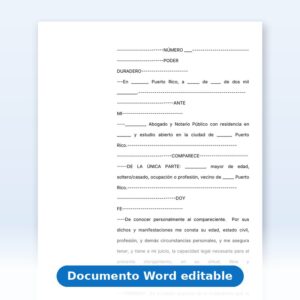Vista de la primera página: Escritura de Poder Duradero