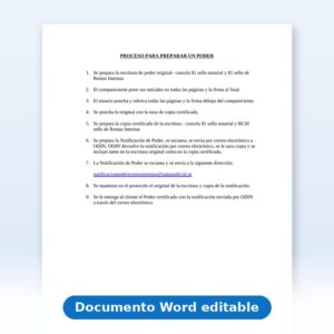 Vista de la primera página: Proceso para preparar un poder