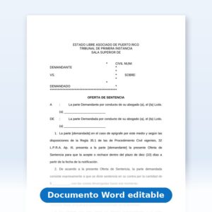 Vista de la primera página: Sentencia - Oferta