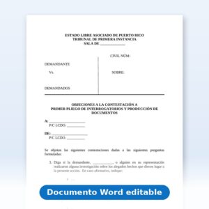 Vista de la primera página: Interrogatorio - Objeciones a la Contestación al Interrogatorio