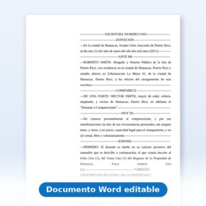 Vista de la primera página: Donación - Escritura - Simple