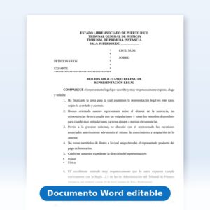 Vista de la primera página: Relevo de Representación - Moción