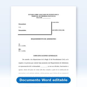 Vista de la primera página: Requerimiento de Admisiones - Daños y perjuicios