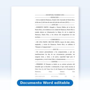 Vista de la primera página: Donación - Escritura - Simple y Aceptación