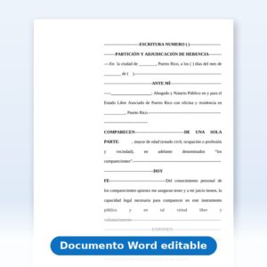 Vista de la primera página: Herencia - Escritura - Partición y adjudicación de herencia con créditos