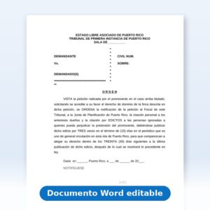 Vista de la primera página: Orden de Informacion de Dominio