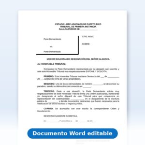 Vista de la primera página: Moción Solicitando nombramiento del alguacil