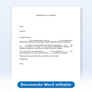 Vista de la primera página: Carta de recomendación