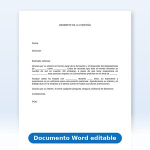Vista de la primera página: Carta sobre convocatoria interna