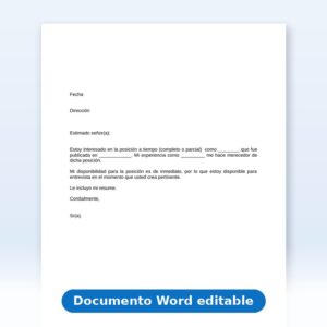 Vista de la primera página: Carta sobre publicación de empleo