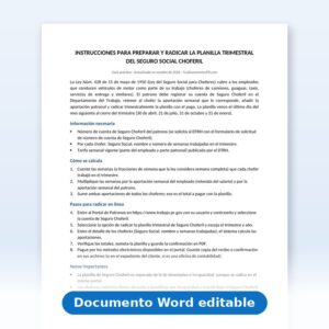 Vista de la primera página: Instrucciones-Planilla Trimestral del Seguro Social Choferil
