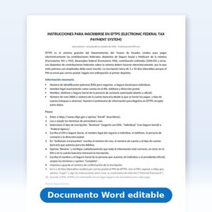 Vista de la primera página: Instrucciones-Registro en EFTPS