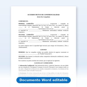 Acuerdo de confidencialidad entre dos compañías